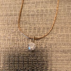 Sophisticated gold snake chain with solitaire CZ pendant - simple accent jewelry
